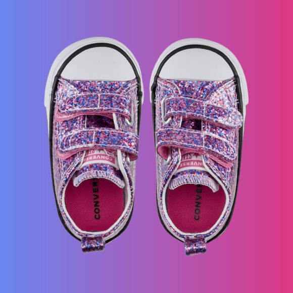 NWOB Toddler Converse Coated Glitter OX Chuck Taylor All Star Sneakers Size 6C - Picture 2 of 6